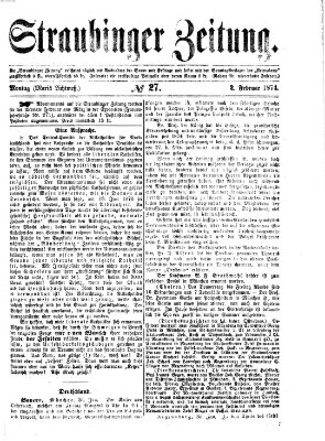 Straubinger Zeitung Montag 2. Februar 1874