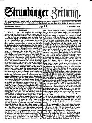 Straubinger Zeitung Donnerstag 5. Februar 1874