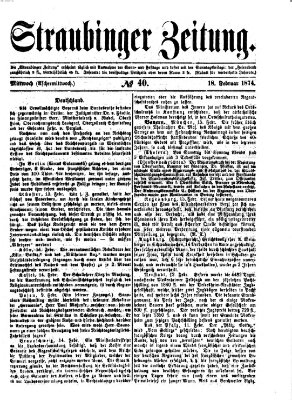 Straubinger Zeitung Mittwoch 18. Februar 1874