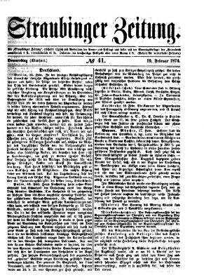 Straubinger Zeitung Donnerstag 19. Februar 1874