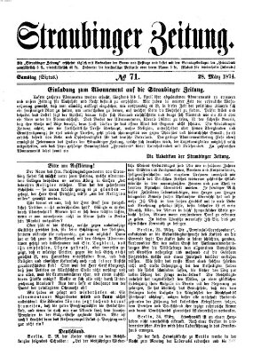 Straubinger Zeitung Samstag 28. März 1874