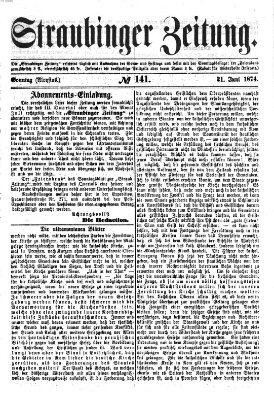 Straubinger Zeitung Sonntag 21. Juni 1874