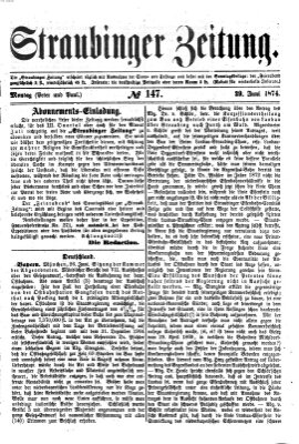 Straubinger Zeitung Montag 29. Juni 1874