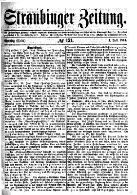 Straubinger Zeitung Samstag 4. Juli 1874