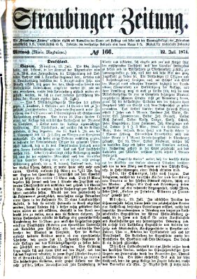 Straubinger Zeitung Mittwoch 22. Juli 1874