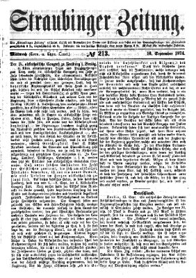 Straubinger Zeitung Mittwoch 16. September 1874