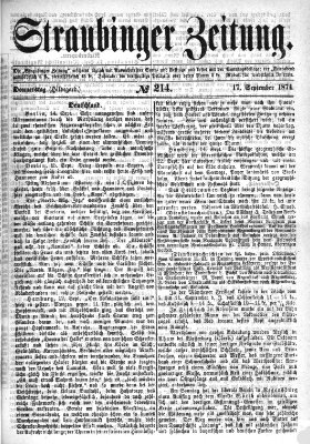 Straubinger Zeitung Donnerstag 17. September 1874