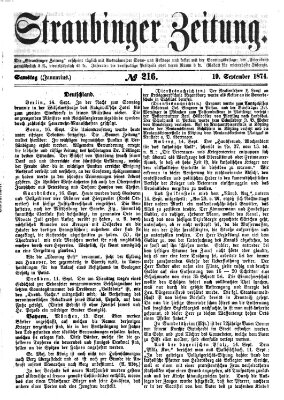 Straubinger Zeitung Samstag 19. September 1874