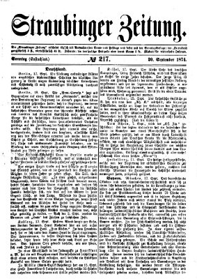 Straubinger Zeitung Sonntag 20. September 1874