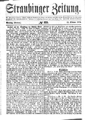 Straubinger Zeitung Sonntag 11. Oktober 1874