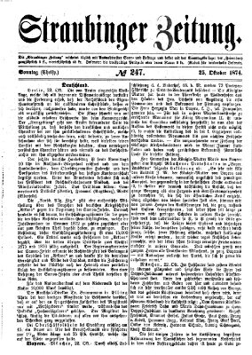 Straubinger Zeitung Sonntag 25. Oktober 1874