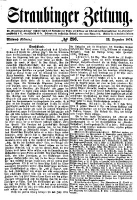 Straubinger Zeitung Mittwoch 23. Dezember 1874