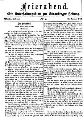 Feierabend (Straubinger Zeitung) Montag 16. Februar 1874