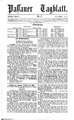 Passauer Tagblatt Samstag 10. Januar 1874