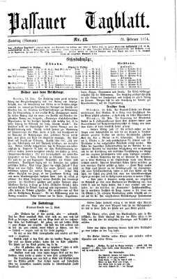 Passauer Tagblatt Samstag 21. Februar 1874