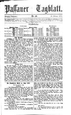 Passauer Tagblatt Samstag 28. Februar 1874