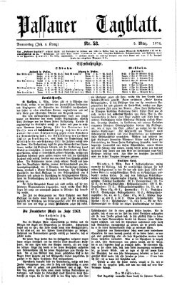 Passauer Tagblatt Donnerstag 5. März 1874