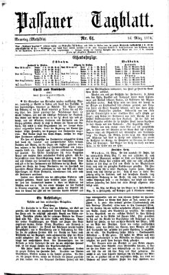 Passauer Tagblatt Samstag 14. März 1874