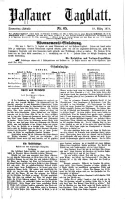 Passauer Tagblatt Donnerstag 19. März 1874