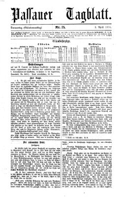 Passauer Tagblatt Donnerstag 2. April 1874