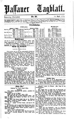 Passauer Tagblatt Donnerstag 16. April 1874