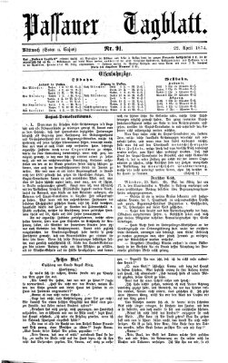 Passauer Tagblatt Mittwoch 22. April 1874