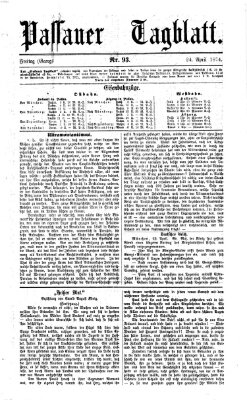 Passauer Tagblatt Freitag 24. April 1874