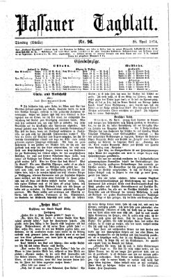 Passauer Tagblatt Dienstag 28. April 1874