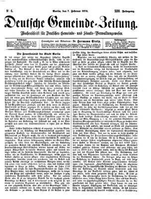 Deutsche Gemeinde-Zeitung Samstag 7. Februar 1874