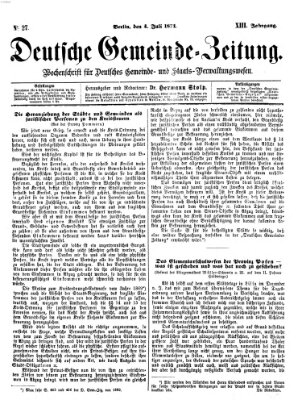 Deutsche Gemeinde-Zeitung Samstag 4. Juli 1874