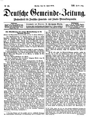 Deutsche Gemeinde-Zeitung Samstag 11. Juli 1874