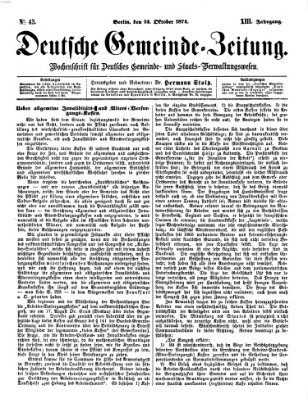 Deutsche Gemeinde-Zeitung Samstag 24. Oktober 1874