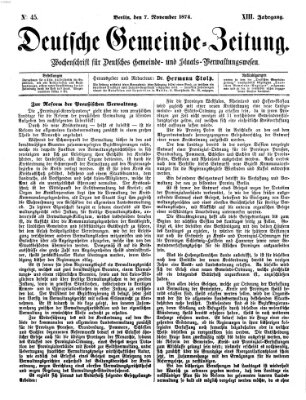 Deutsche Gemeinde-Zeitung Samstag 7. November 1874