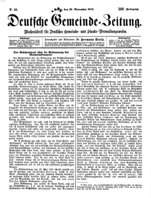 Deutsche Gemeinde-Zeitung Samstag 28. November 1874