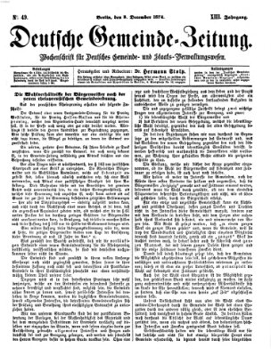 Deutsche Gemeinde-Zeitung Samstag 5. Dezember 1874