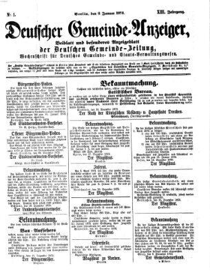 Deutsche Gemeinde-Zeitung Samstag 3. Januar 1874