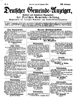 Deutsche Gemeinde-Zeitung Samstag 10. Januar 1874