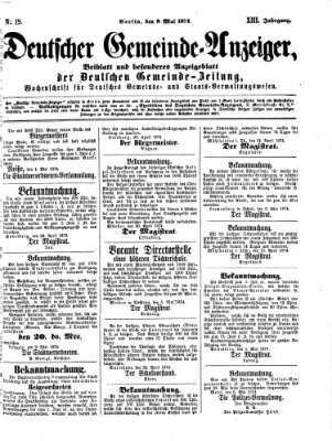 Deutsche Gemeinde-Zeitung Samstag 9. Mai 1874