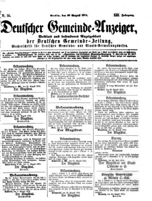 Deutsche Gemeinde-Zeitung Samstag 29. August 1874