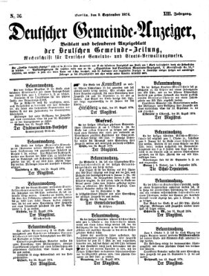 Deutsche Gemeinde-Zeitung Samstag 5. September 1874