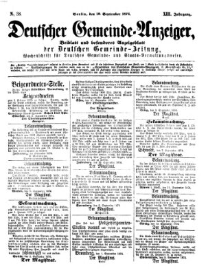 Deutsche Gemeinde-Zeitung Samstag 19. September 1874