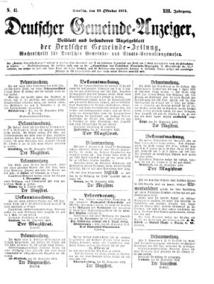 Deutsche Gemeinde-Zeitung Samstag 10. Oktober 1874