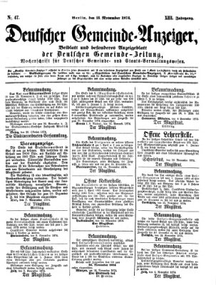 Deutsche Gemeinde-Zeitung Samstag 21. November 1874