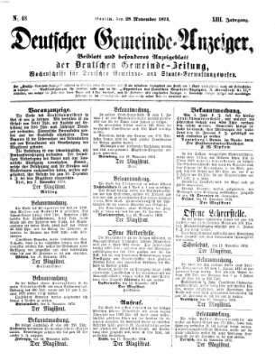 Deutsche Gemeinde-Zeitung Samstag 28. November 1874