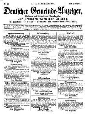 Deutsche Gemeinde-Zeitung Samstag 12. Dezember 1874