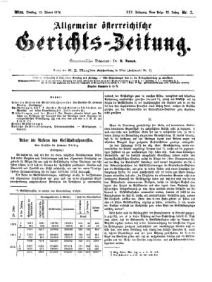 Allgemeine österreichische Gerichts-Zeitung Dienstag 13. Januar 1874