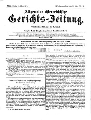 Allgemeine österreichische Gerichts-Zeitung Dienstag 20. Januar 1874