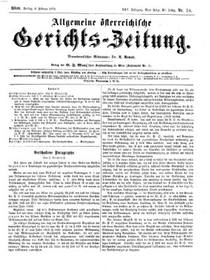 Allgemeine österreichische Gerichts-Zeitung Freitag 6. Februar 1874