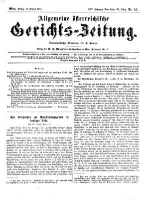 Allgemeine österreichische Gerichts-Zeitung Freitag 27. Februar 1874