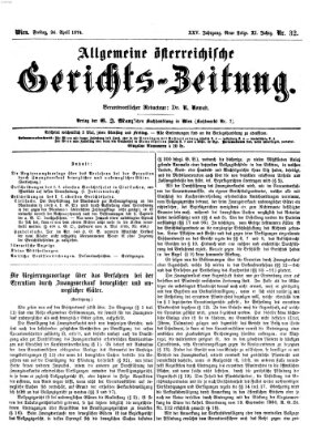 Allgemeine österreichische Gerichts-Zeitung Freitag 24. April 1874